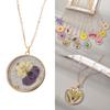 Dried Flower Chain Necklaces Dried Flower Pendant Necklaces Golden Edge Dried Flower Choker Y2k Jewelry for Girls Women