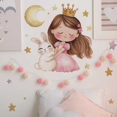 Dessin Animé Princesse Lapin Chambre Salon Maison Fond Embellissement Décoration Stickers Muraux