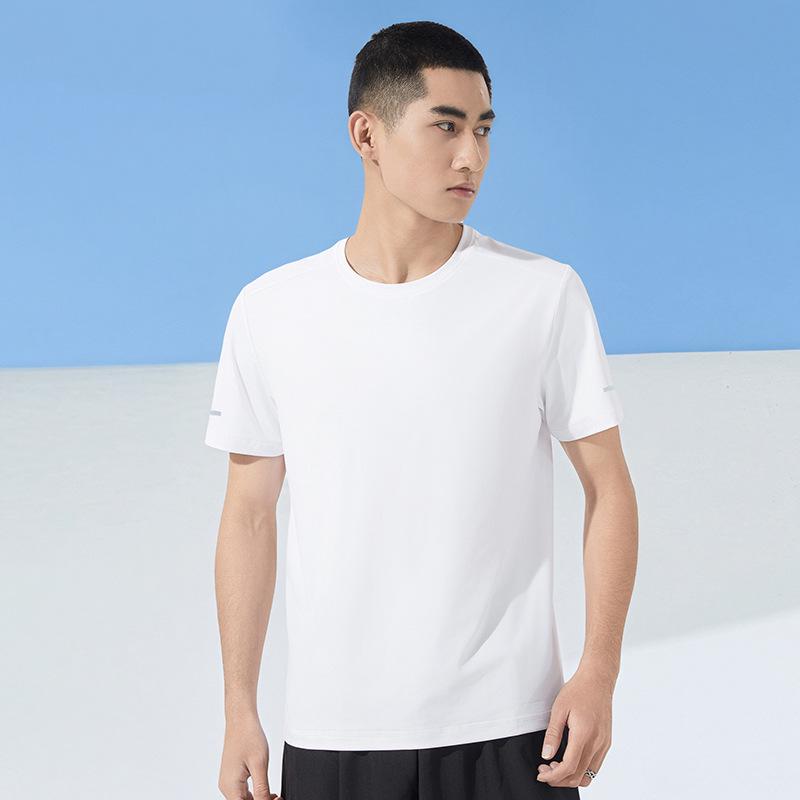 Atmungsaktives Herren-T-Shirt aus Eisseide-Netz: Schnelltrocknendes Sport-T-Shirt mit kurzen Ärmeln und Rundhalsausschnitt