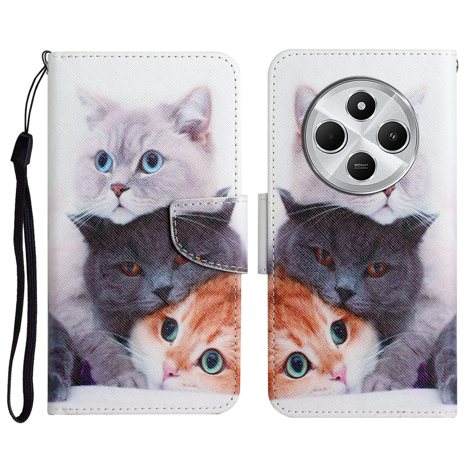 

Для Xiaomi Poco C75 4G/Redmi 14R 5G/14C 4G Чохол З Друком Візерунка Захисний Шкіряний Чохол-Книжка для Телефону Three Cats