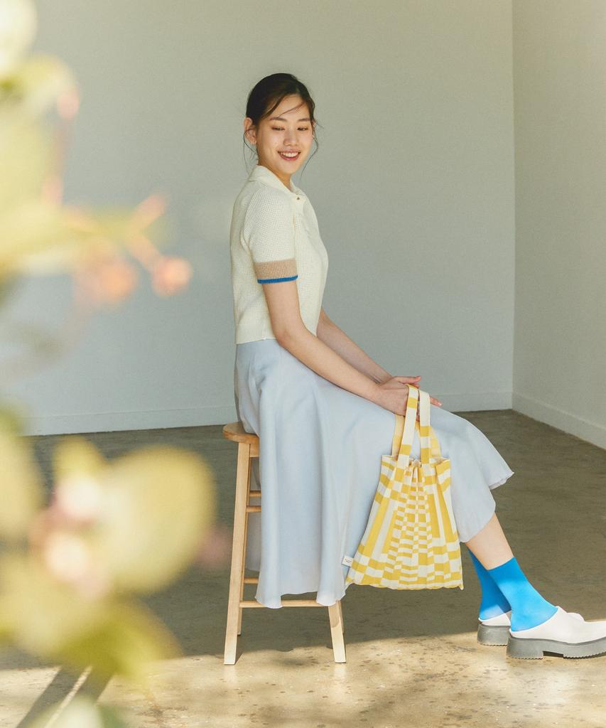 Pleatsmama Tote Bag Grid Yellow