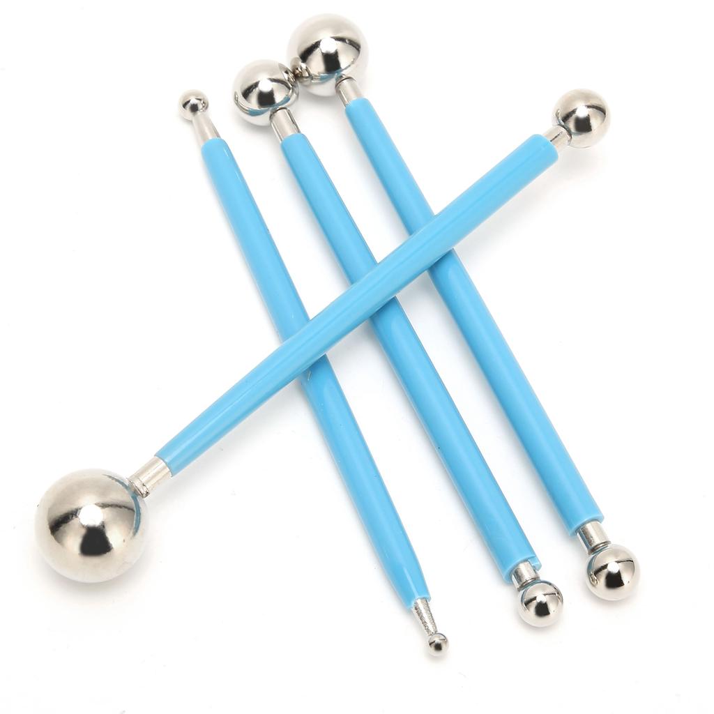 4Pcs Cake Metal Ball Dotting Sculpting Modeling Tool Set for Cake Fondant Decoration