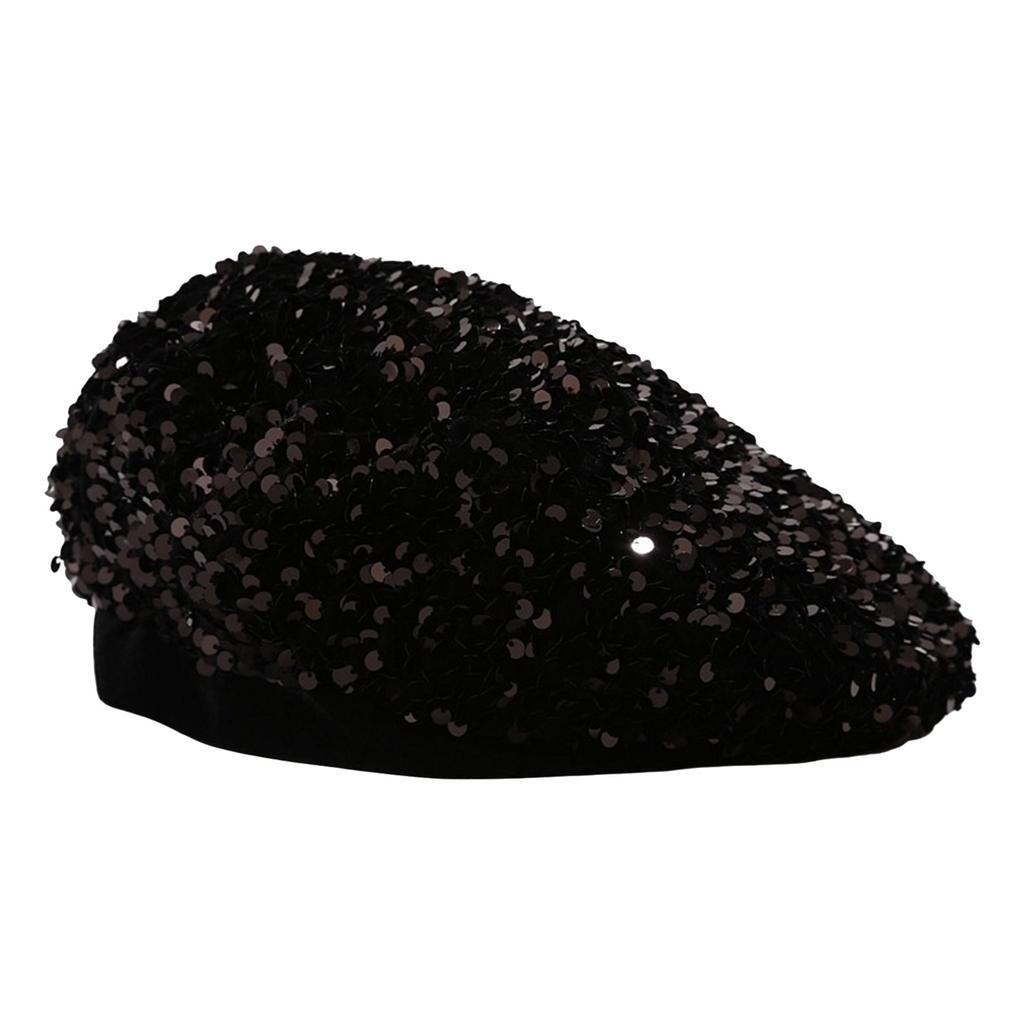 Pailletten Baskenmütze Modische Französische Baskenmütze Elegante Winter Herbst Mütze Damen Winter Kopfbedeckung Für Partys Outdoor Reisen