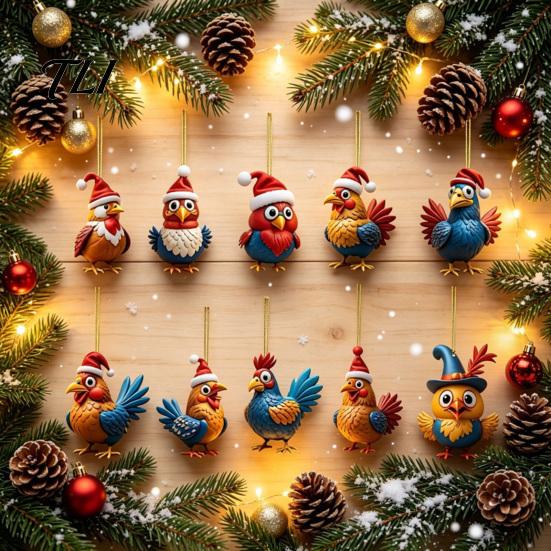 Scatola Regalo Conto alla Rovescia per le Feste 2026 per Bambini Adulti Calendari dell'Avvento Pollo 2025, 24 Giorni Ornamento Animale Piatto 2D Divertimento di Natale Bomboniere per Feste Calza
