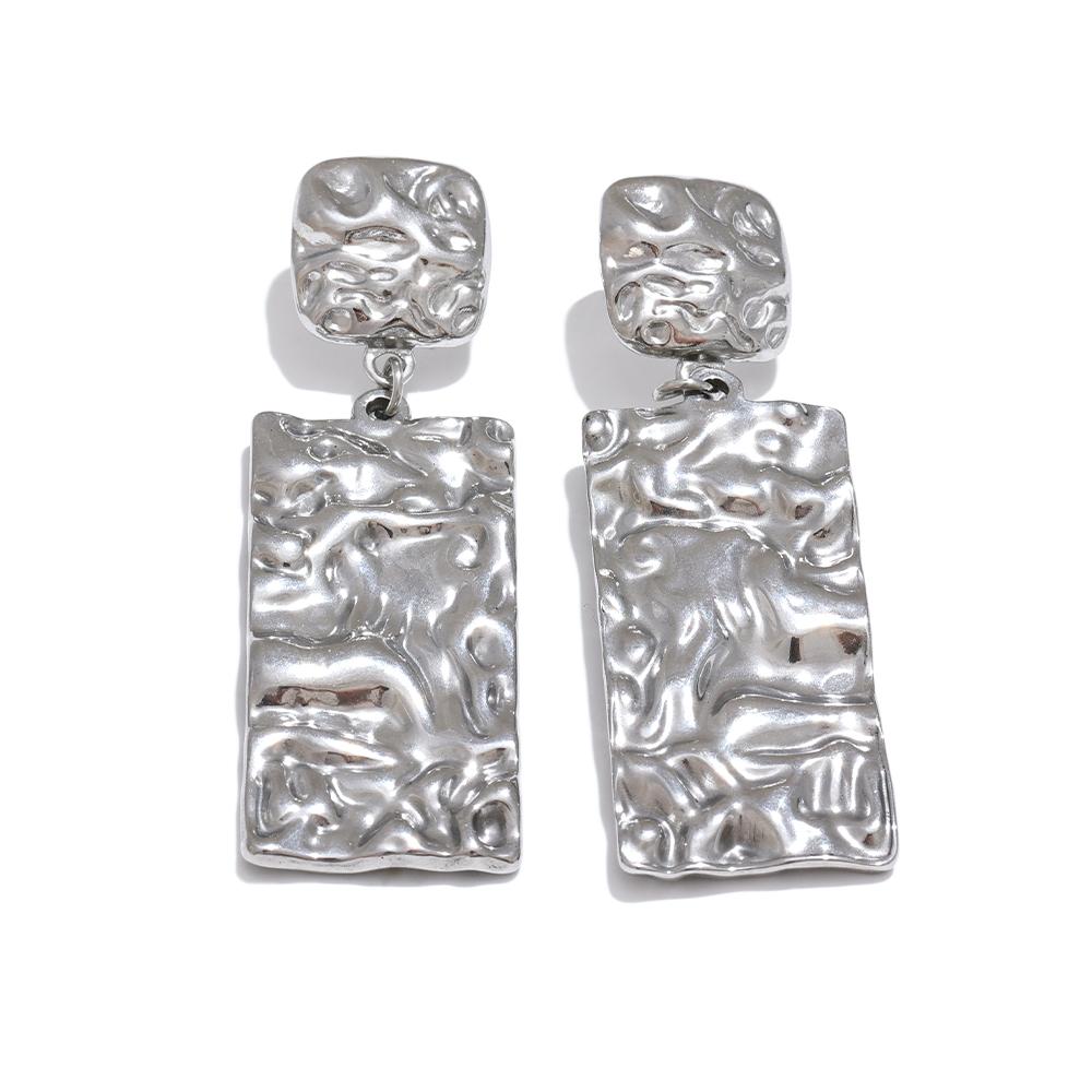 

Yhpup Stainless Steel Metal Hammer Rectangle Dangle Drop Earrings Prevent Allergy Stainless Steel Daily Jewelry Gift