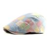 Fashion Men Women Plaid Cotton Newsboy Hat Flat Cap Adjustable Beret with Visor