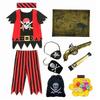 Costume da Pirata per Travestimento 3-12 Anni con Set di 7 Giocattoli Top con Stampa Teschio Outfit per Cosplay di Halloween, Carnevale, Spettacolo Ragazzi e Ragazze Festa