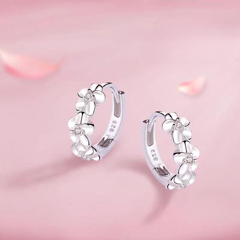 New 925 Sterling Silver Earrings Luxury 5A Zircon Flower High Quality for Women Wedding Jewelry Engagement Female Gifts Party