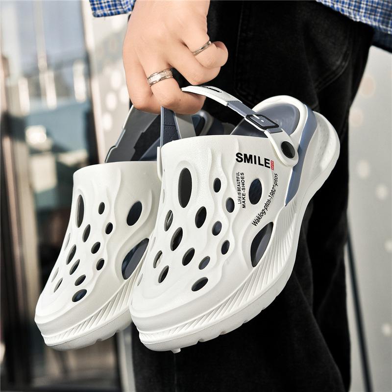 Summer Men s Breathable Thick Sole Slip-Resistant Closed-Toe Beach Sandals for Couples 42/43