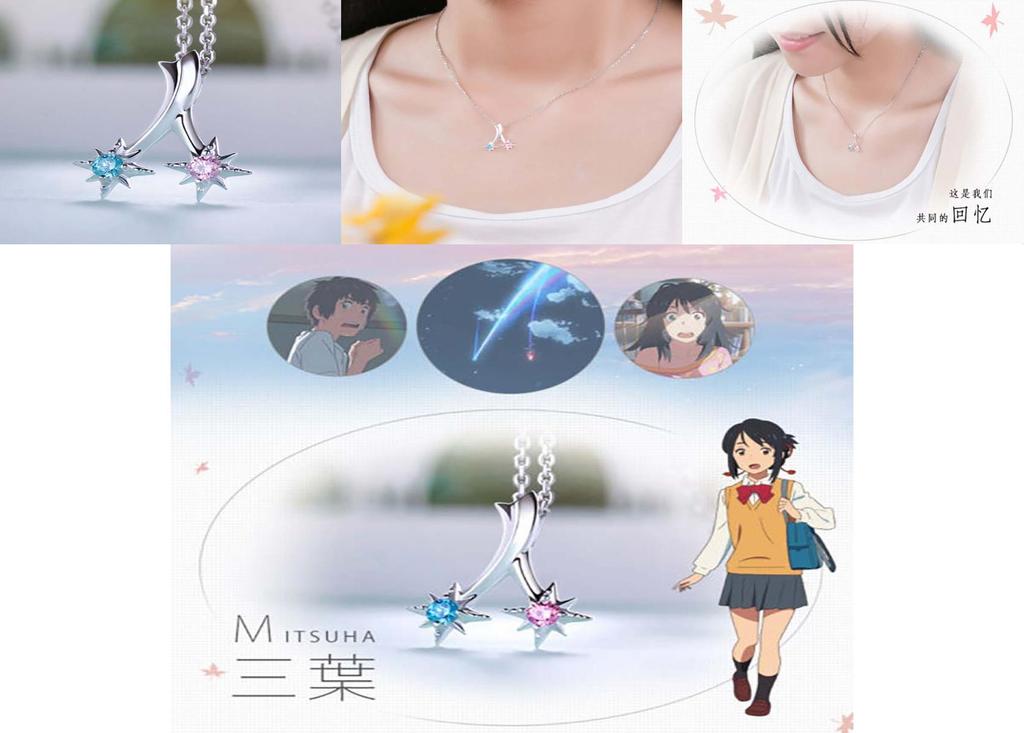 Högkvalitativ Kimi No Na Wa Your Name Silverhalsband Hänge För Cosplayälskare