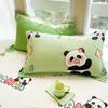 Kawaii Cartoon Panda Fitted Sheet With 2 Pillowcase Bamboo Tree Bed Sheet Set Cotton Bed Cover With Deep Pocket For Child Teen
