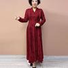 High-end Women's Plus-size Dress Spring and Autumn Slim-fit V-neck Long Printed Dress Stretchy A-line Dress