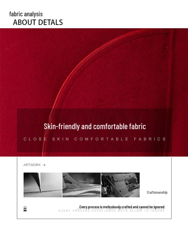 Women's Red Double-Sided Long Wool Coat - 2025 Autumn/Winter Slimming Over-the-Knee Style