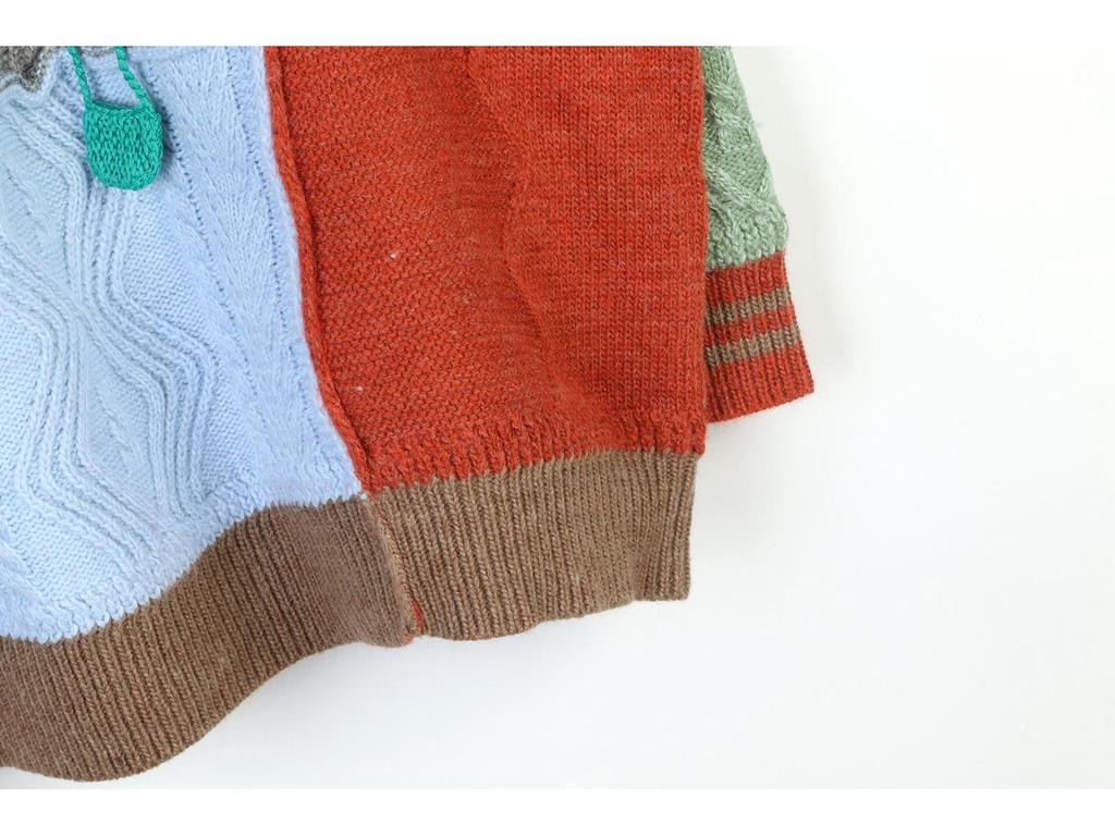 Design Sense Duck Hot Air Balloon Color Block Knit Sweater - 2024 Autumn/Winter Trend