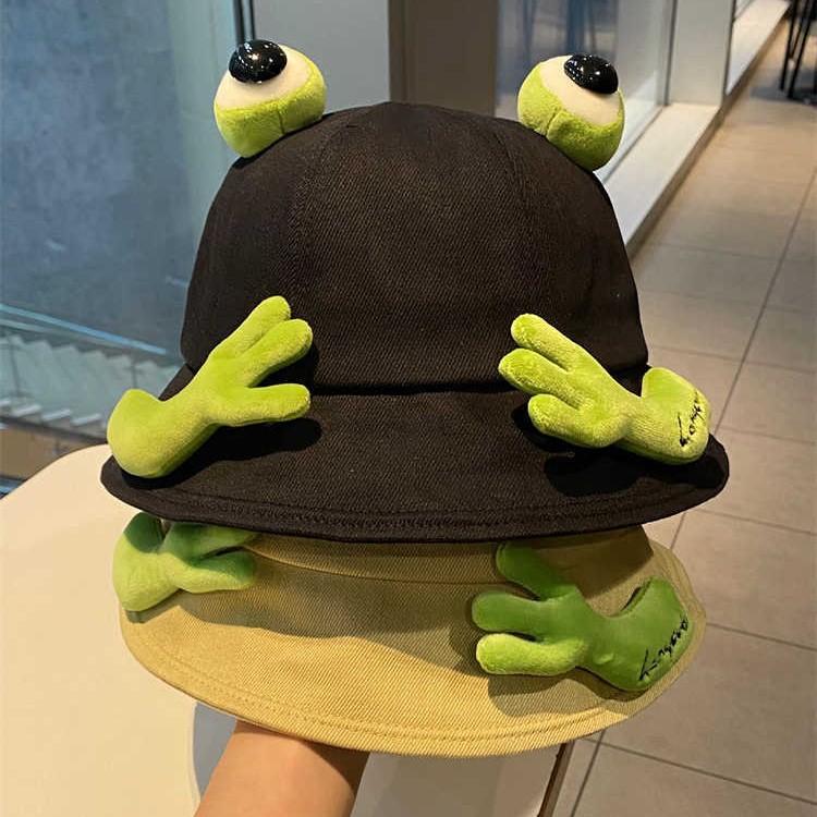 Outdoor sun protection ladies cute frog fisherman hat, unisex Japanese style cartoon sun hat, sun hat
