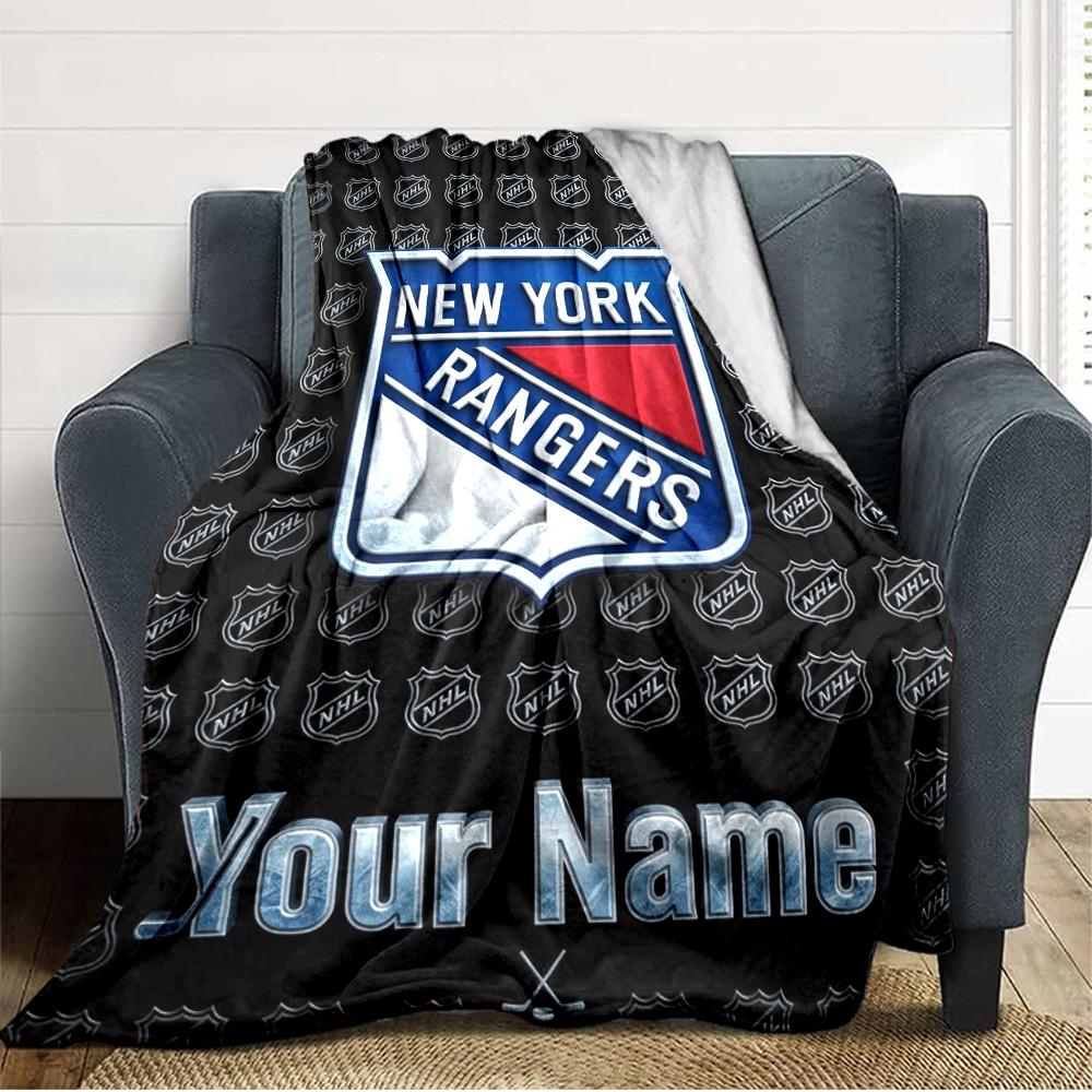 Name Custom New York Rangers Print Flannel Blanket High Quality Warm Comfortable Cover for All Seasons Perfect for Gifts Home Decor