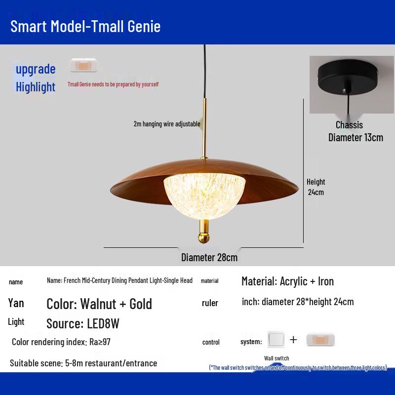 Chinese Walnut Creative Galaxy Pendant Light for Dining and Bedside
