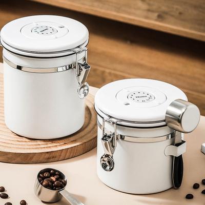 1 conjunto de frasco selado de aço inoxidável, 1200/1500/1800ml, válvula co2 unidirecional, prático, lata hermética de café, folhas de chá com tampa