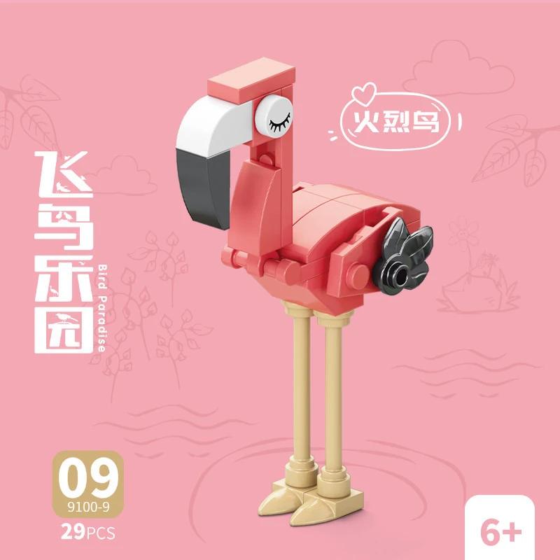 

10In1 Cute Animals Bird Paradise Crow Parrot Peacock Eagle Flamingo Building Blocks Kit Girl Bricks Model Kids Toy Children S
