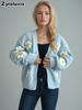 New Floral Printed Knitted Cardigan