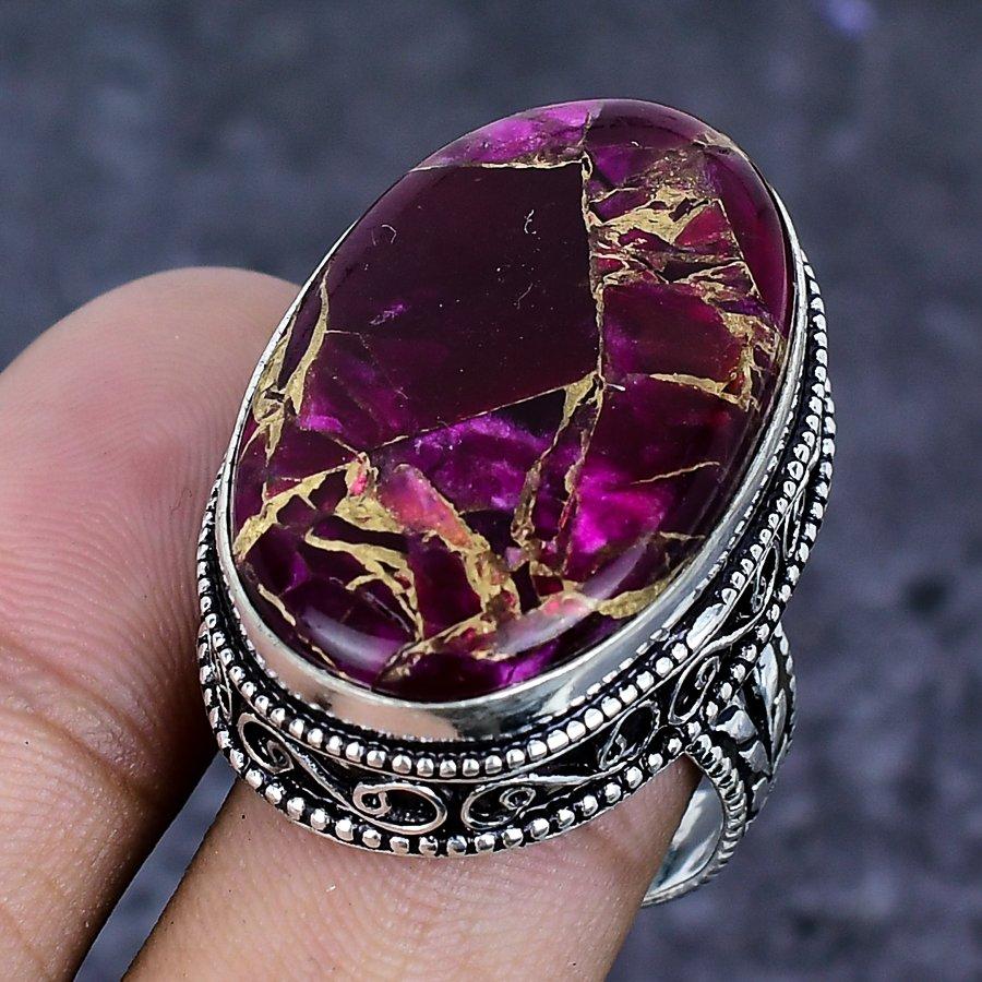 Natural Copper Pink Tourmaline 925 Sterling Silver Jewelry Ring Size 8.5 ETC-13905
