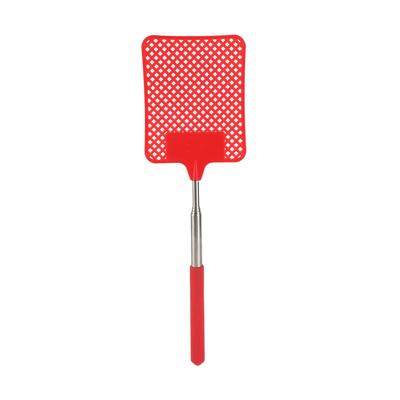 Retractable Plastic Fly Swatter Mosquito Racket with Stainless Steel Rod for Home OfficeRed