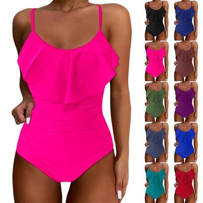 Women's One-piece Fashion Bikini Solid Colour Sexy With Bra Pads No Steel Bra Swimsuit