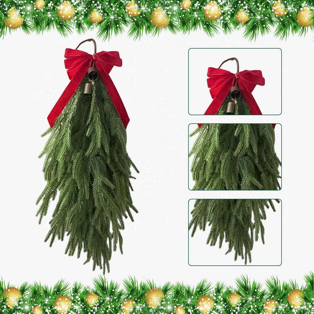 Artificial Christmas Teardrop Swag Decor Winter Wreath Greenery for Window
