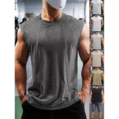 Summer Knitted Vertical Bar Fitness Sports Leisure Slim Fit Tank Top For Men Sleeveless Wide Shoulder Tank Top For Men