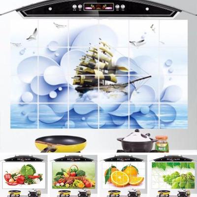 Oil-proof Kitchen Wall Sticker Flower Vegetable Fruit Dolphin Self-adhesive Waterproof Heat Resistant Bathroom Kitchen Wall Art Decal Decoration AVE