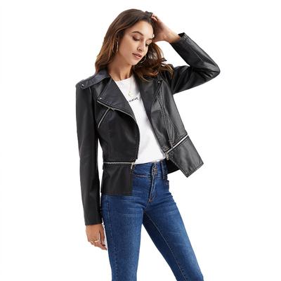 Women's New Leather Jacket Women's Hem Removable Spring and Autumn Coat Women's Fashion Casual Jacket