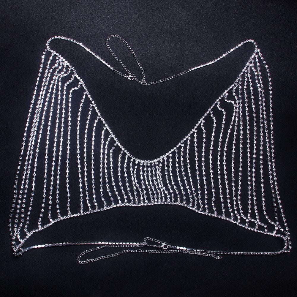 Rhinestone Bikini Sexy Ladies Lingerie Crystal Women Thong Panties Body Chain Bling Shiny Bra and Thong Set Belly Chains sexy