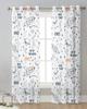 Universe Space Rocket Cartoon White Tulle Sheer Curtains for Living Room Decor Window Curtain for Bedroom Voile Organza Drapes
