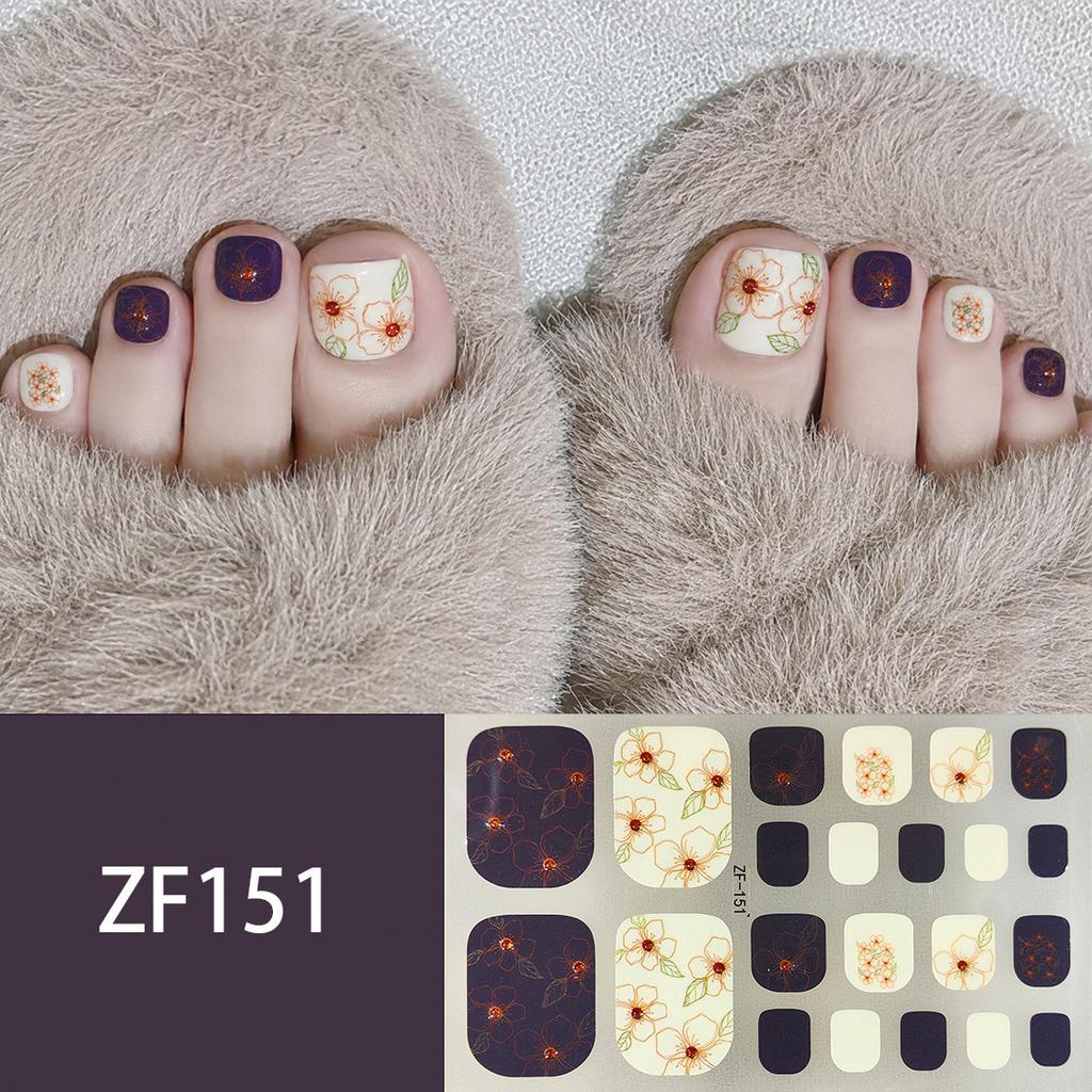 Waterproof Long Lasting ZF 3D Faux Rhinestone Stereo Pattern Full Cover Finished Toe Nail Stickers, Skin Brightening Toenail Decals