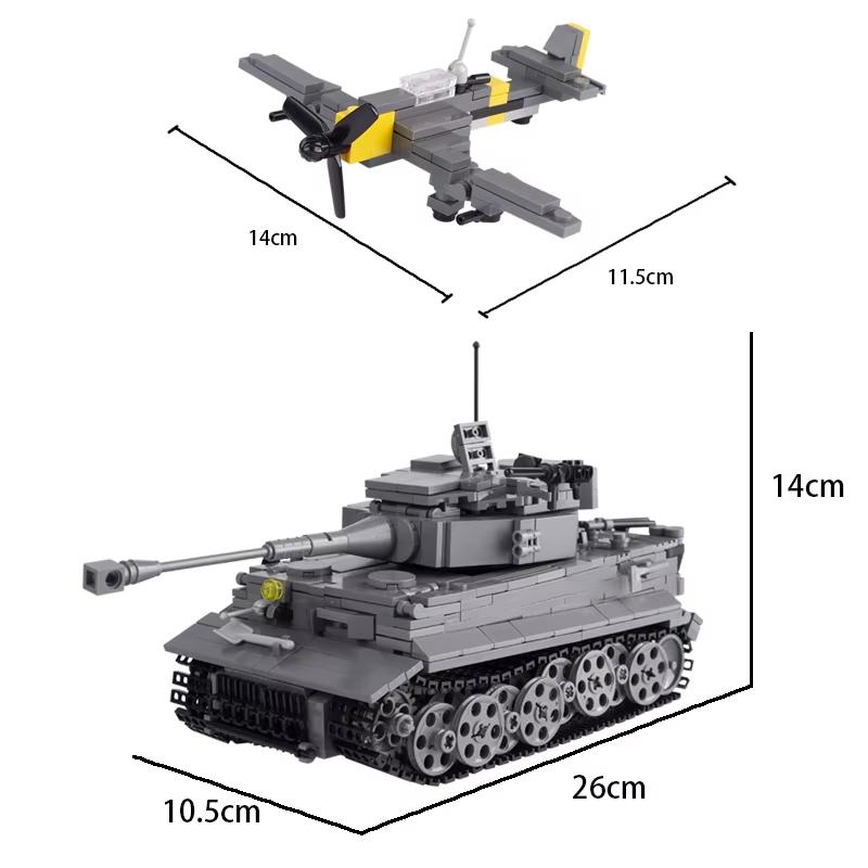 MOC WW2 Military War Vehicle Building Blocks Army Soldier US Spitfire Tank Armored Vehicle BF109 Fighter Jet Prison Cage Toys