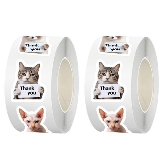 Urocze naklejki z podziękowaniem dla psa i kota, zabawne naklejki graffiti ze szczeniakami, wodoodporne naklejki PVC na telefon, laptop, lodówkę, koperty