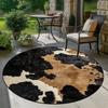 Runder Teppich mit Kuhfell-Print für Wohnzimmer, Schlafzimmer, Tierfell-Teppich, Heimdekoration, rutschfeste Bodenmatte, Outdoor-Picknick-Teppich