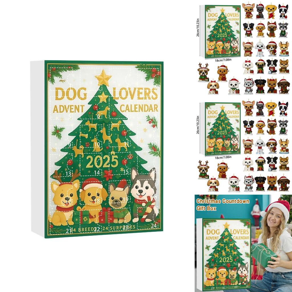 Dog Series Advent Calendar With Acrylic Festive Decor For Christmas Party Gifts