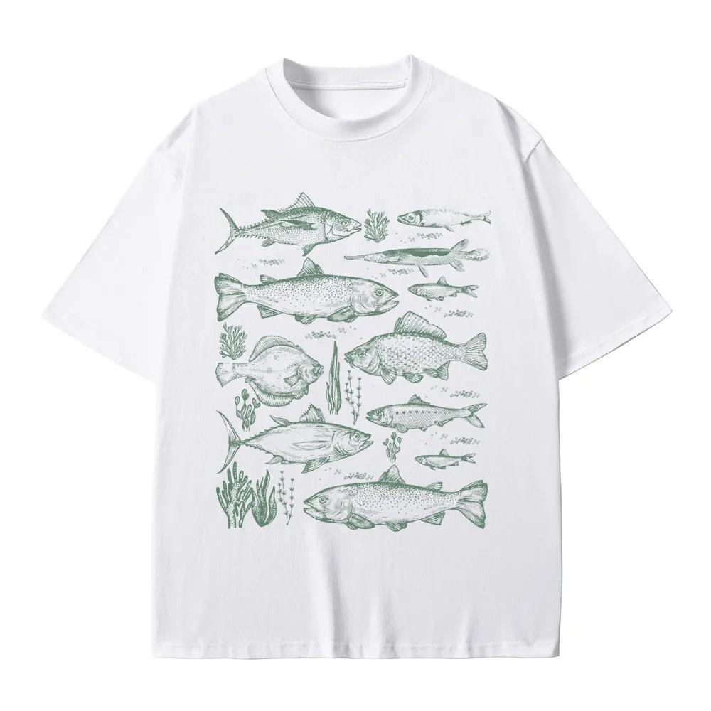 Fish Tattoo Style Tshirt Fishing Funny Meme Graphic T Shirts Women Casual Vintage Short Sleeve Womens Tshirts Fashion Y2K