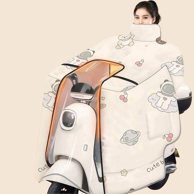 Extra Large Thick Windproof Winter Cape for Electric Vehicle Windshield with Full Neck Protection