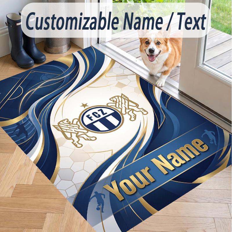 Custom Text Printed Rug FC Zürich Non Slip Floor Carpet For Home Room Decor