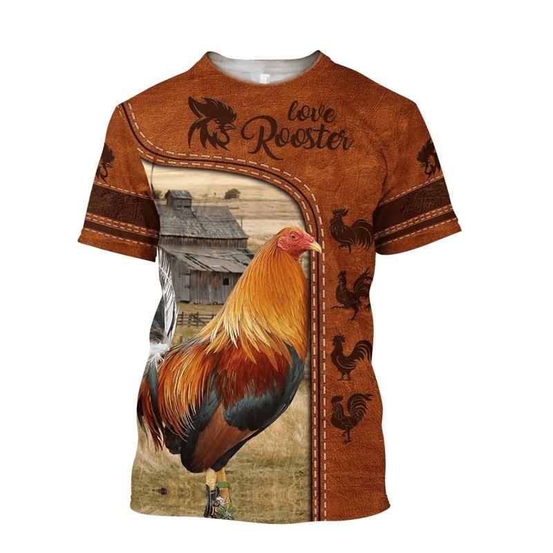 Men's T-shirt with male and female rooster pattern 3D printed T-shirt