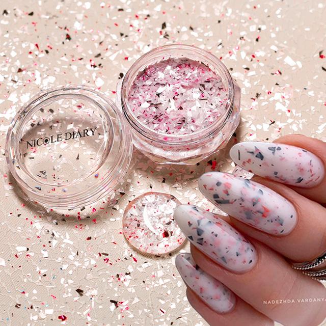 

1 коробка Пластівці для нігтів типу Хамелеон. Нерегулярна алюмінієва фольга. УФ-гель-лак. Блискітки. Палієт. Манікюр. Художня прикраса. Блискуча пудра.