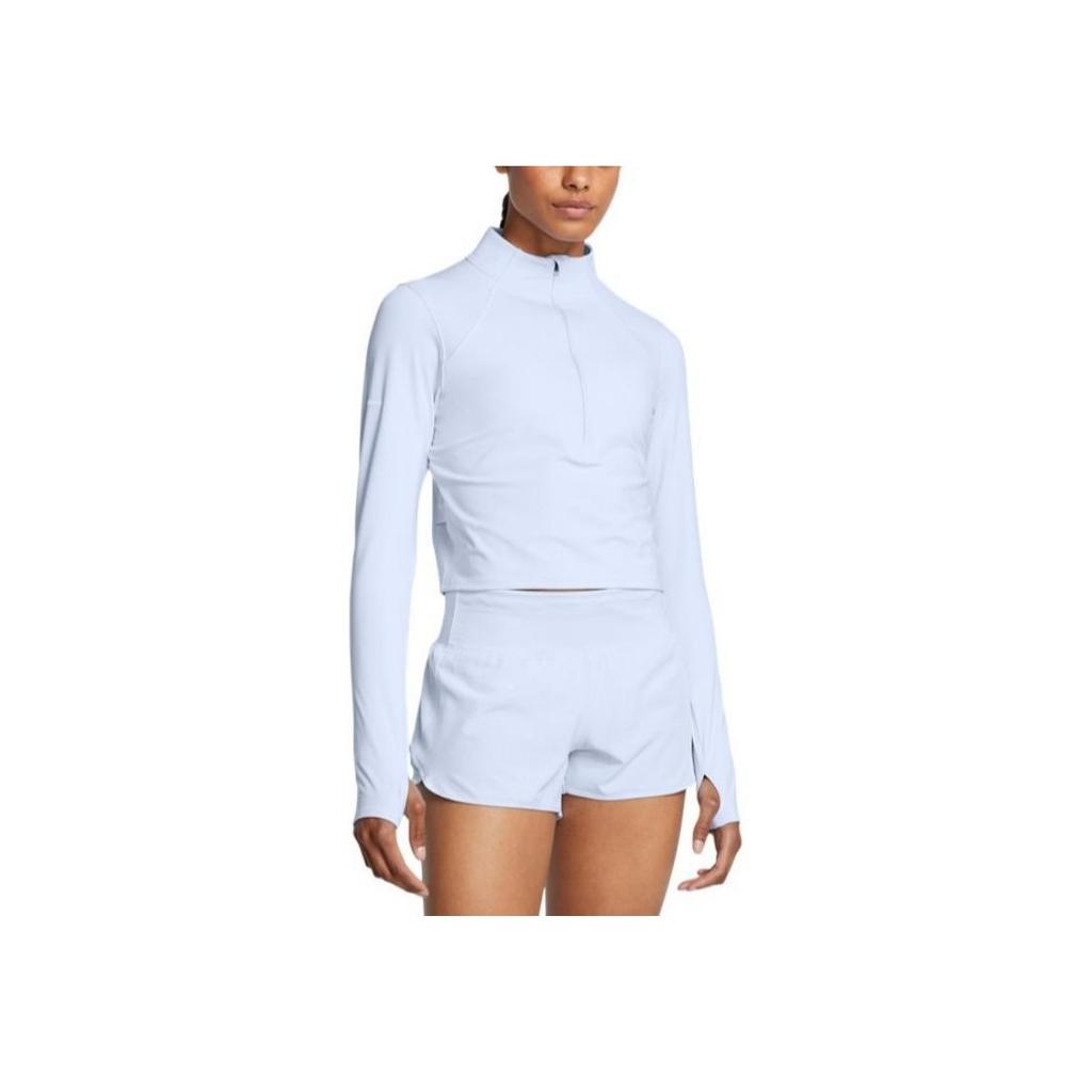 Under Armour Launch Elite Running Slim Fit Short Stand Collar Long Sleeve Raglan T-Shirt Women Tops Cloud-Blue 1386338-464