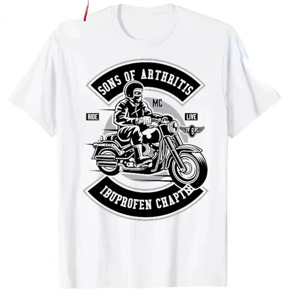 Streetwear Synové s artritidou Ibuprofen Kapitola Vtipné Biker Lebka Tričko Černé Vintage Pánské Grafické tričko Gotické Ropa Hombre top
