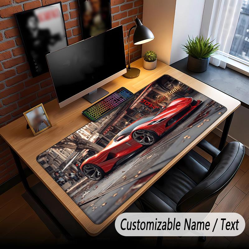 Car Racing Theme Custom Mouse Pad Personalized With Name Text Customized Desk Mat For Office Home Decor