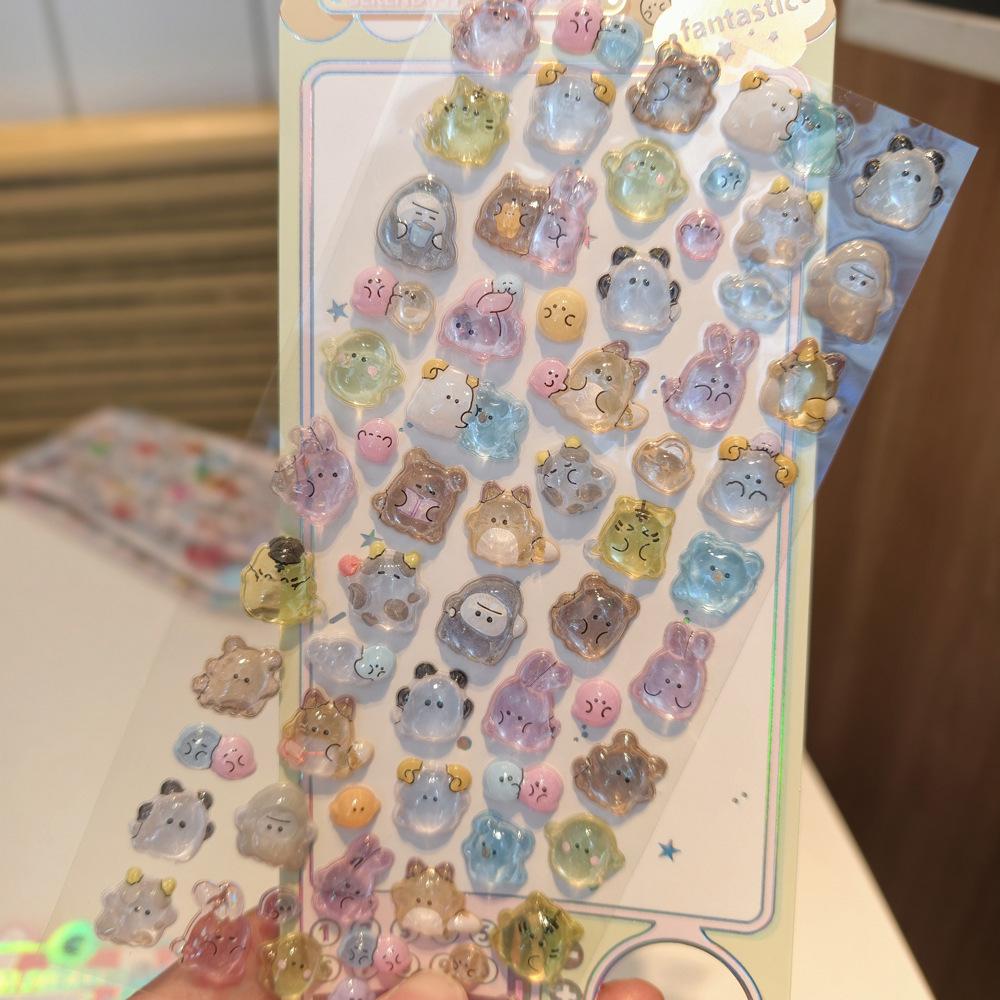 Ghost Family 3D Crystal Relief Decals - Adorable Fun Decals, Waterproof for Girls Phone Case DIY Decor & Kawaii Craft Presents