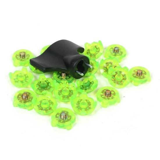 

KNK Soft Spikes Cleats Spikes for Cricket with Spanner Screw Firm Grip 8 Pieces TPU Studs, Universal Size to Fit All Cricket Shoes (Green, One Size)