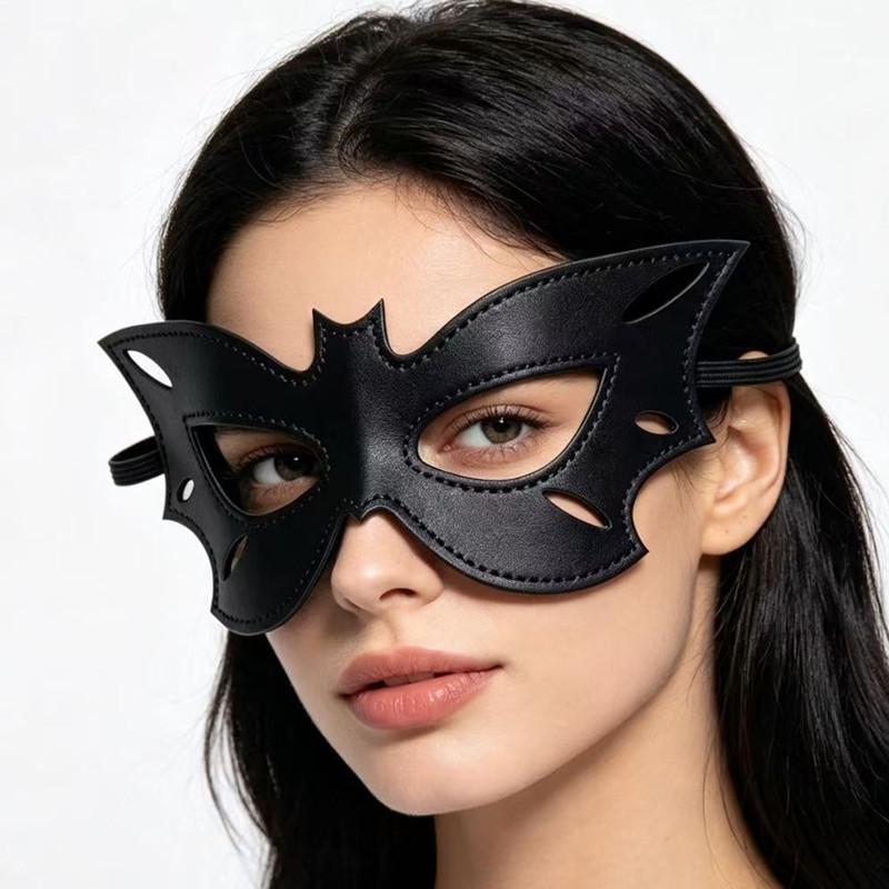 Černá kožená maškarní maska v evropském a americkém stylu pro halloweenské večírky a noční kluby