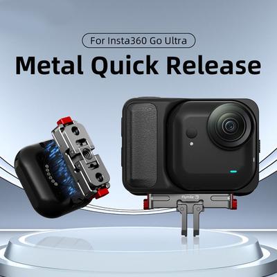 Magnetic Quick Release Adapter Mount for Insta360 Go Ultra Accessories Foldable Rechargeable Dual-Claws Base Extension Bracket